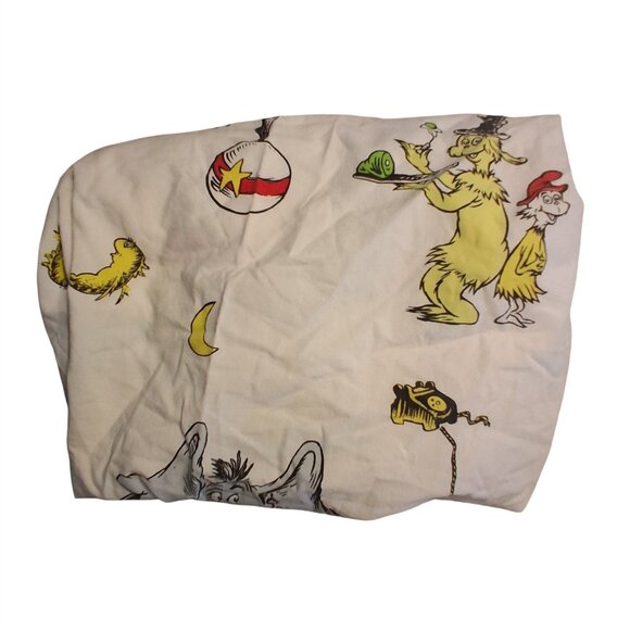 Pottery Barn Kids crib fitted sheet ONLY cotton Dr Seuss Cat in the Hat Lorax - Picture 1 of 3